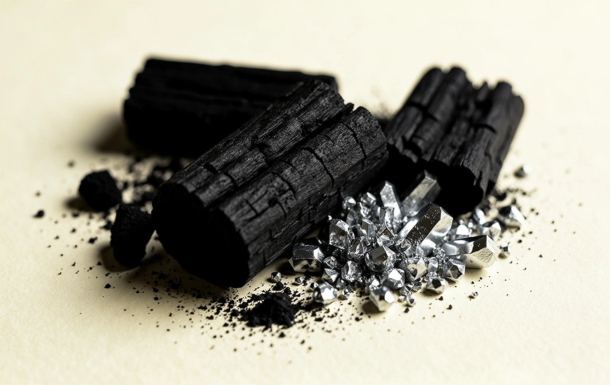 High-contrast mineral structures representing elemental precision