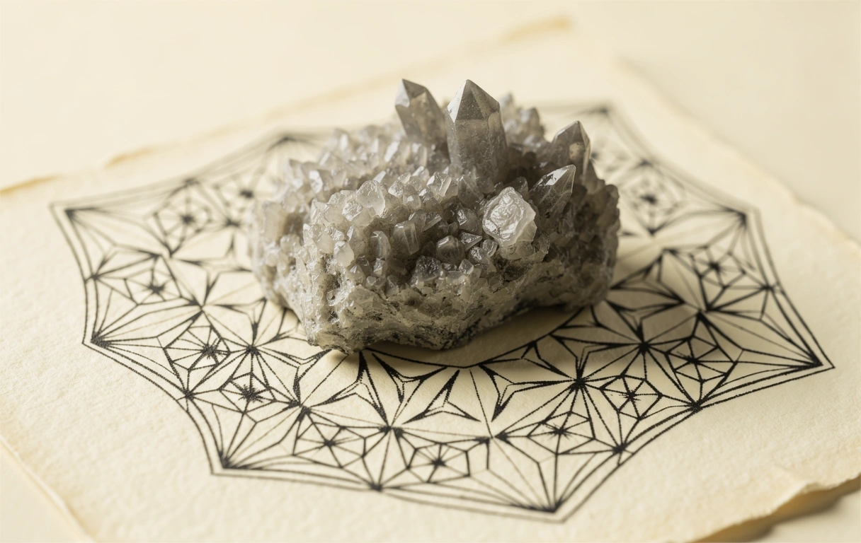 Mineral structures and ink drawings